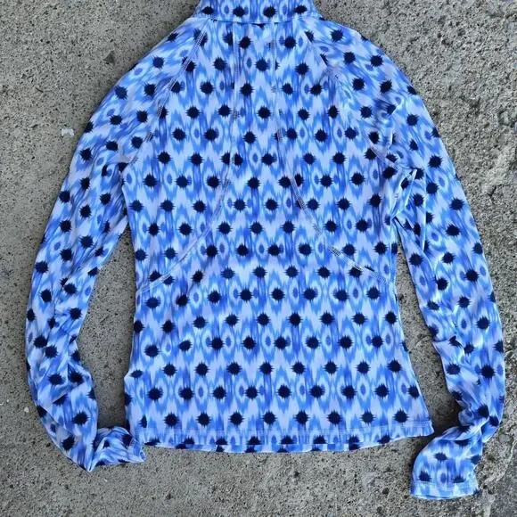 G/Fore Women’s XS Blue White Ikat Print Quarter 1/4 Zip Pullover Top Golf Tennis - Picture 12 of 12